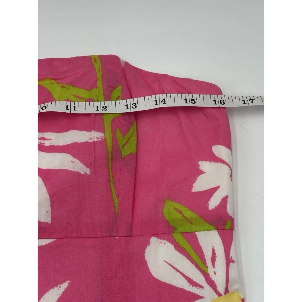 Lilly Pulitzer Strapless Pink Daisy Floral Cotton Dress Size 10 Resort Preppy - Picture 11 of 11